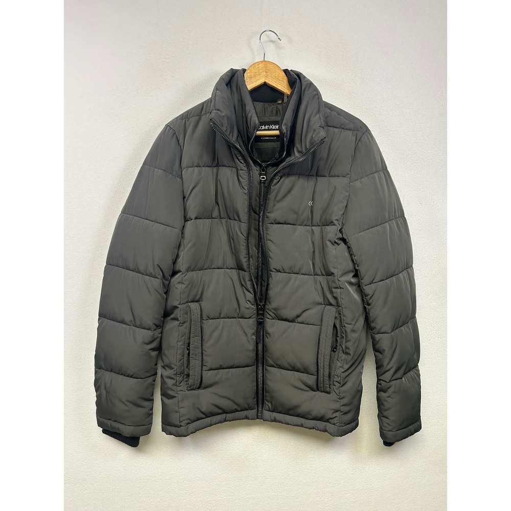 Winter Gorpcore Calvin Klein Mens XS Grey Puffer Jacket Quilted Water‎ Resistant
